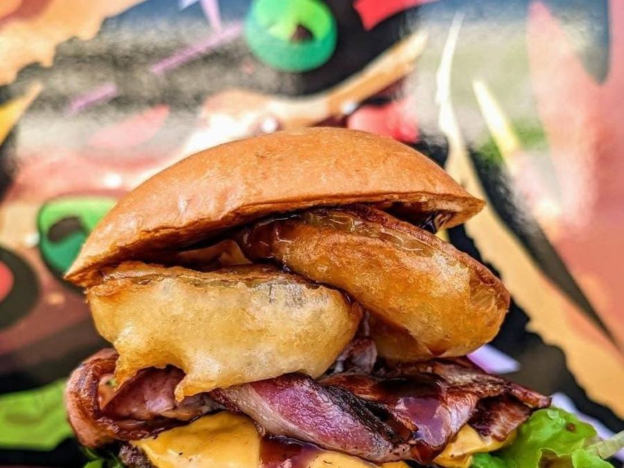 Cowboy — wagyu beef patty, onion rings, bacon, American cheese and smokey BBQ sauce